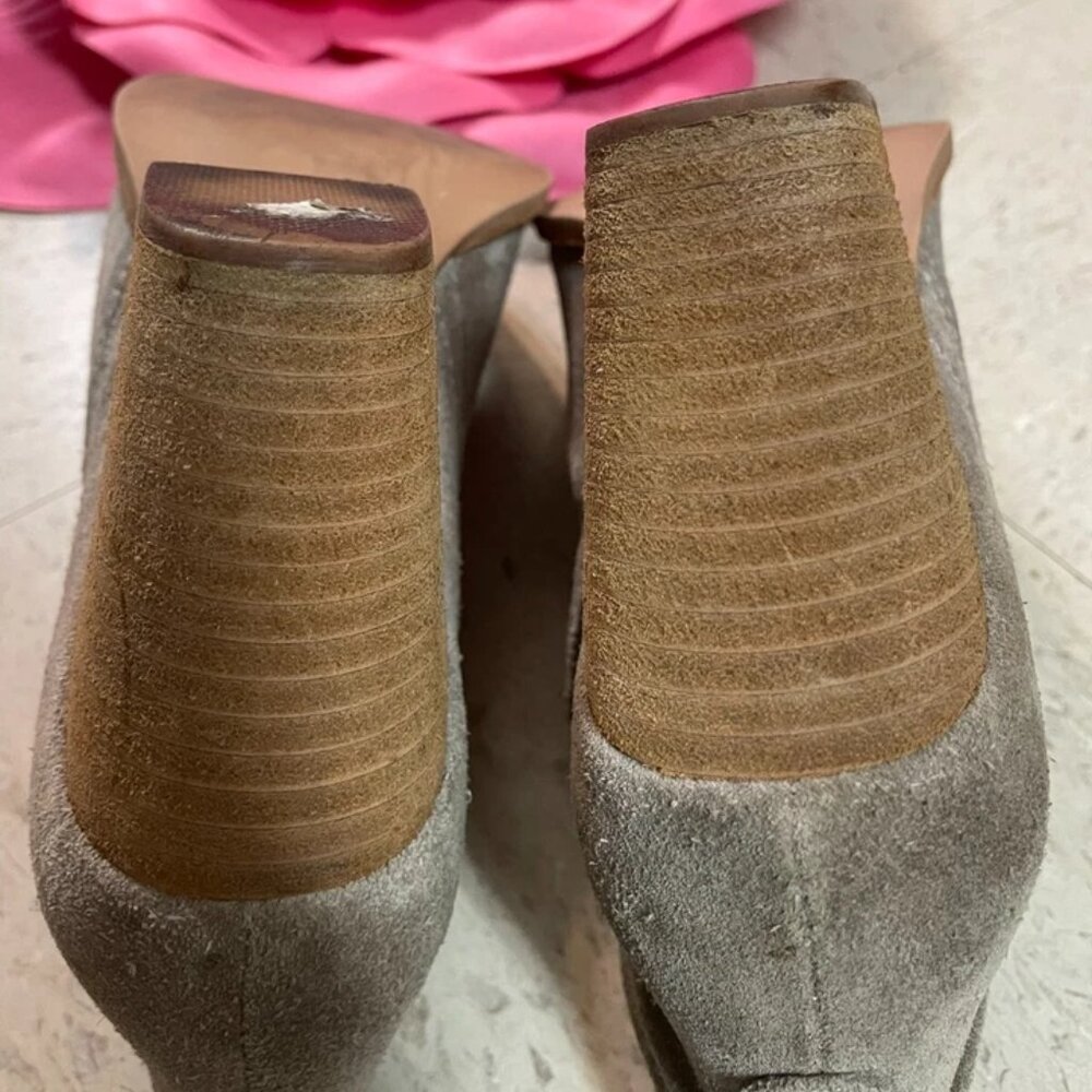 JEFFREY CAMPBELL Womens Sz 8 Taupe Suede ROSALEE Ankle Booties Chunky Block Heel - Picture 10 of 10